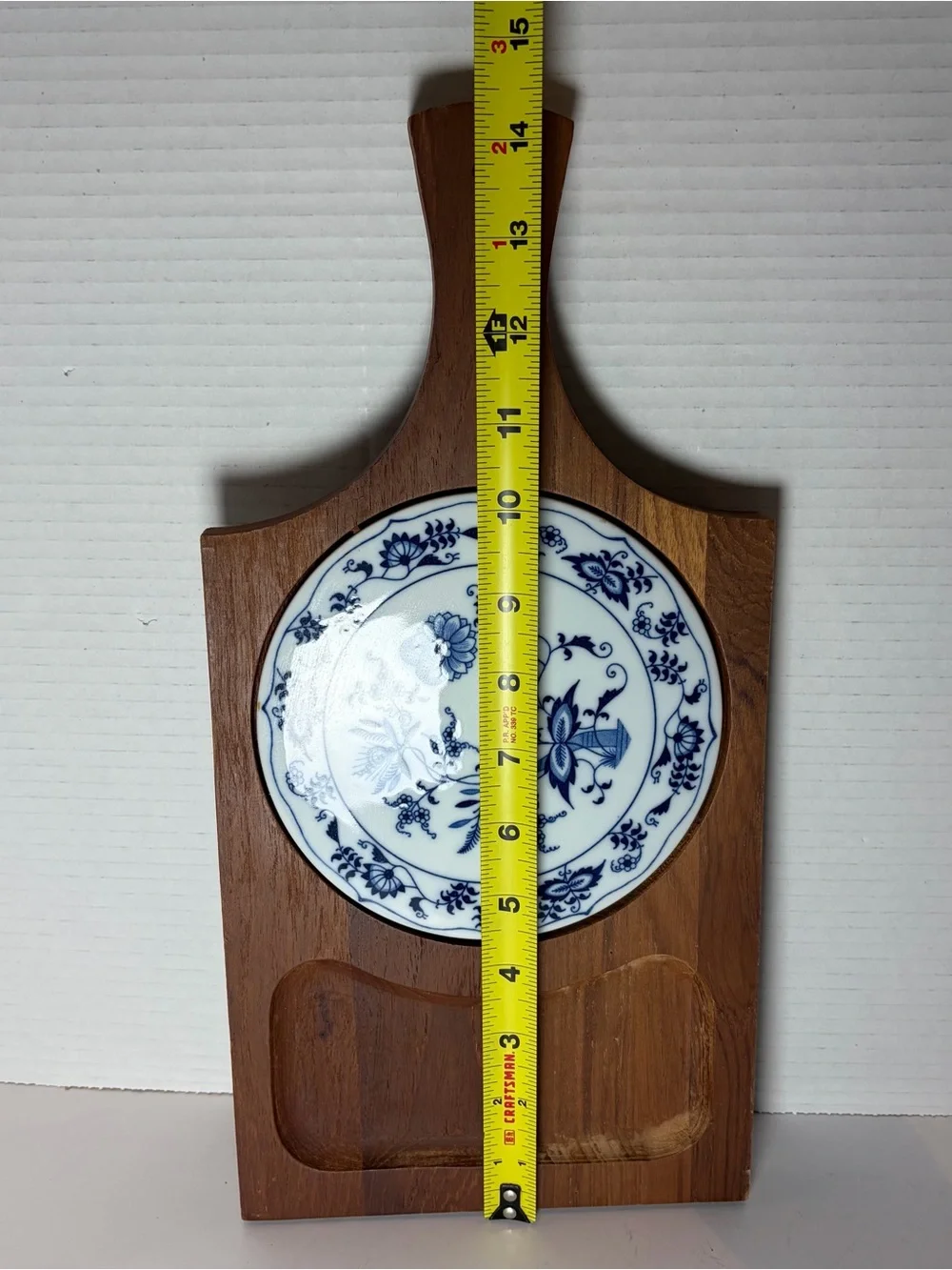Teak Wood Cheese Board Tray Danube Blue Porcelain Tile Insert Charcuterie Board
